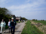 Walking along Mill Lane.