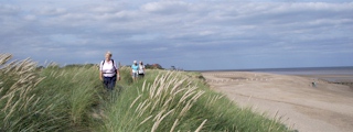 Returning along the sand dunes towards our starting point.